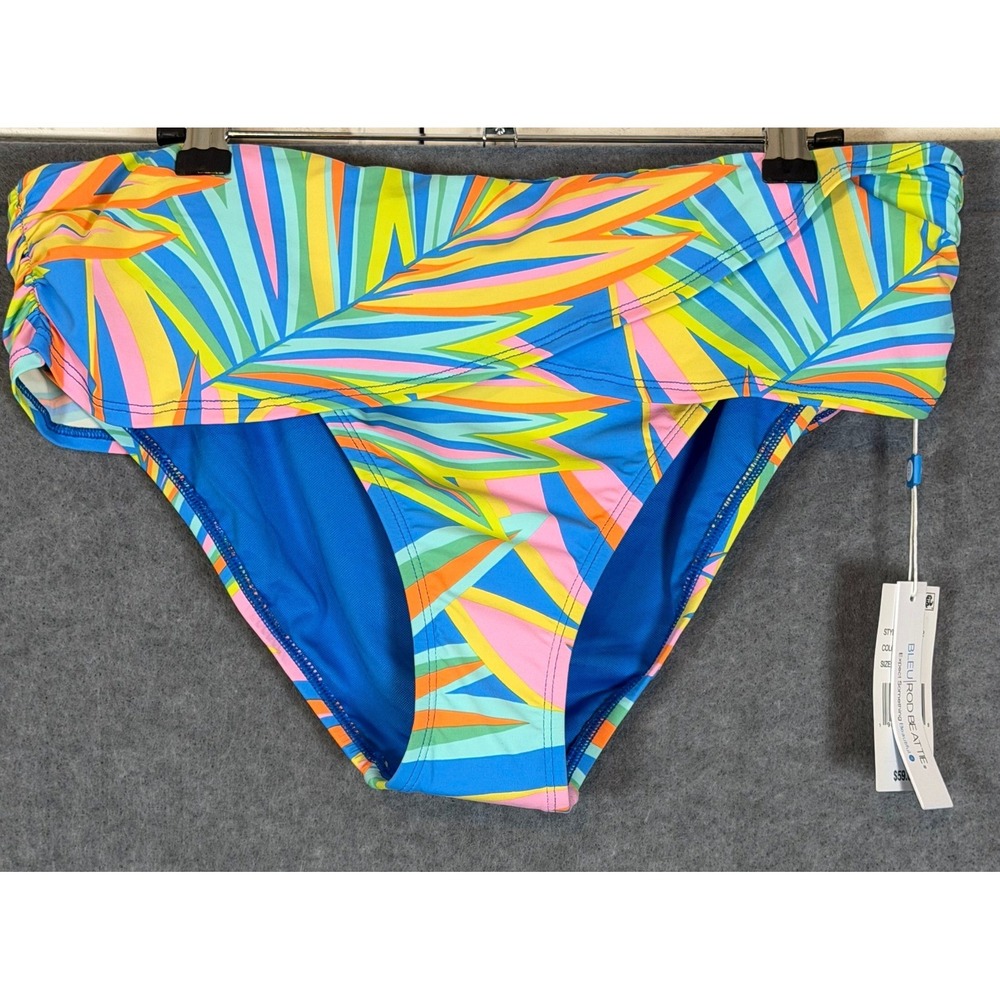 Swim Bottoms 12 Multi Tropical Palm Bleu Rod Beattie RBOB25532 Beach Resortwear